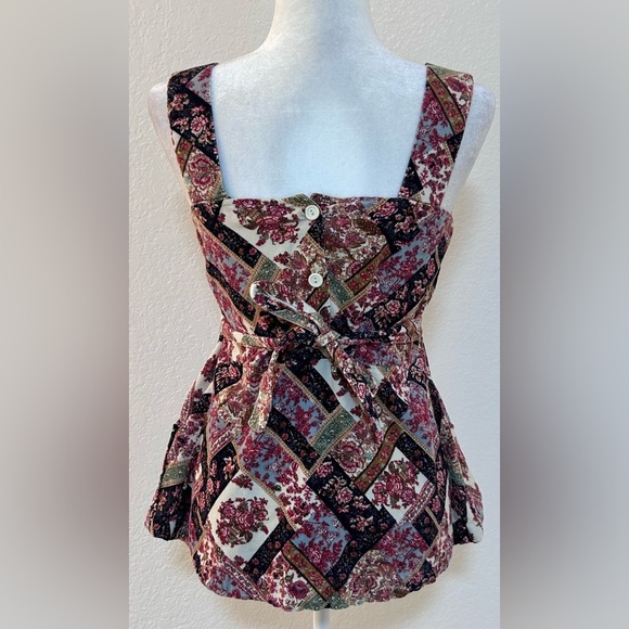 ⭐️ Made in California Vintage Printed Corduroy Sleeveless Top Size 7 - Picture 3 of 9